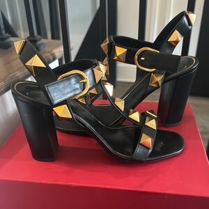 Valentino Black Heels with Gold Studs